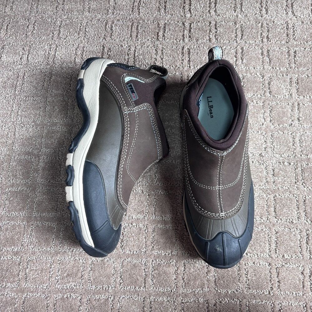 L.L. Bean Storm Chaser Slip-On Boots Womens 9.5 Brown Leather Waterproof Outdoor